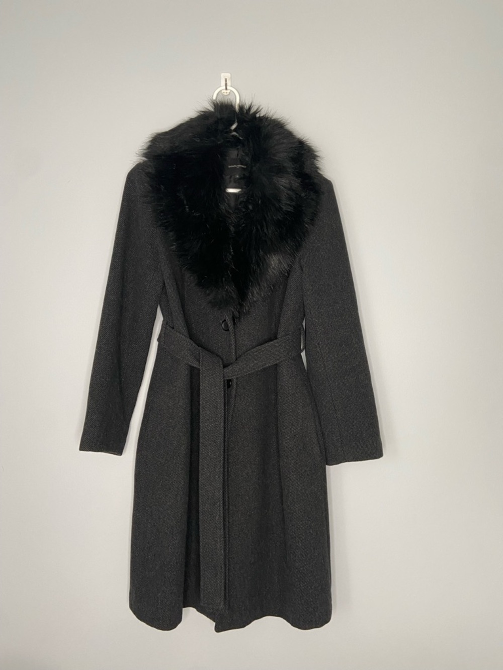Sz Medium charcoal grey knee length wool blend coat Banana Republic factory